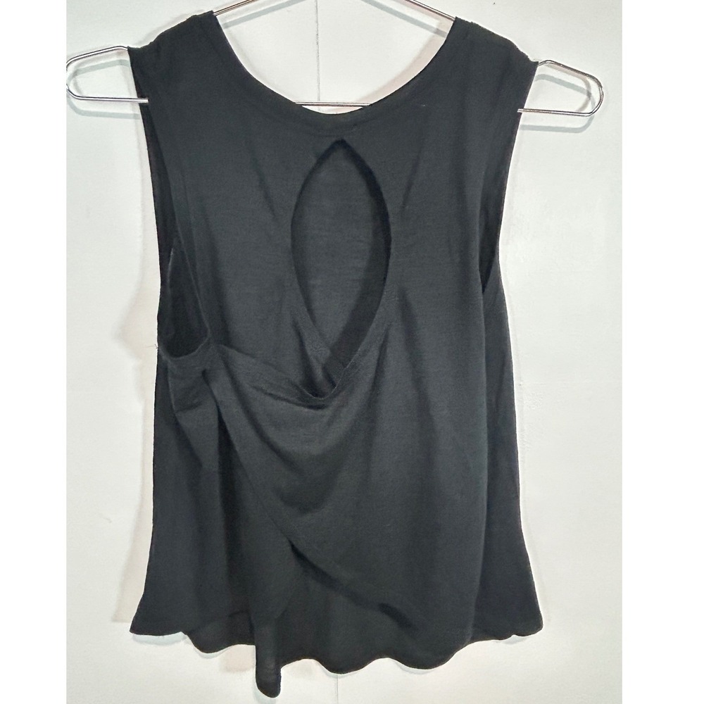 Balance Collection Tank Top Women Small Black Draped Cowl Open back Activewear
